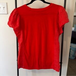 Notations Red Lace Sleeve Top